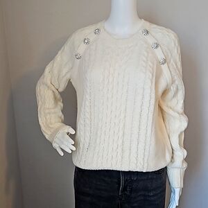 Ann Taylor Rhinestone button sweater
